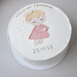 Торт на Крещение с рисунком ангела